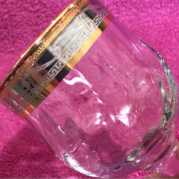 6 Vintage Italian Wine Glasses Gold / Platinum Rim, Cristalleria Fratelli Fumo - Picture 2 of 8